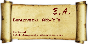 Benyovszky Abbás névjegykártya